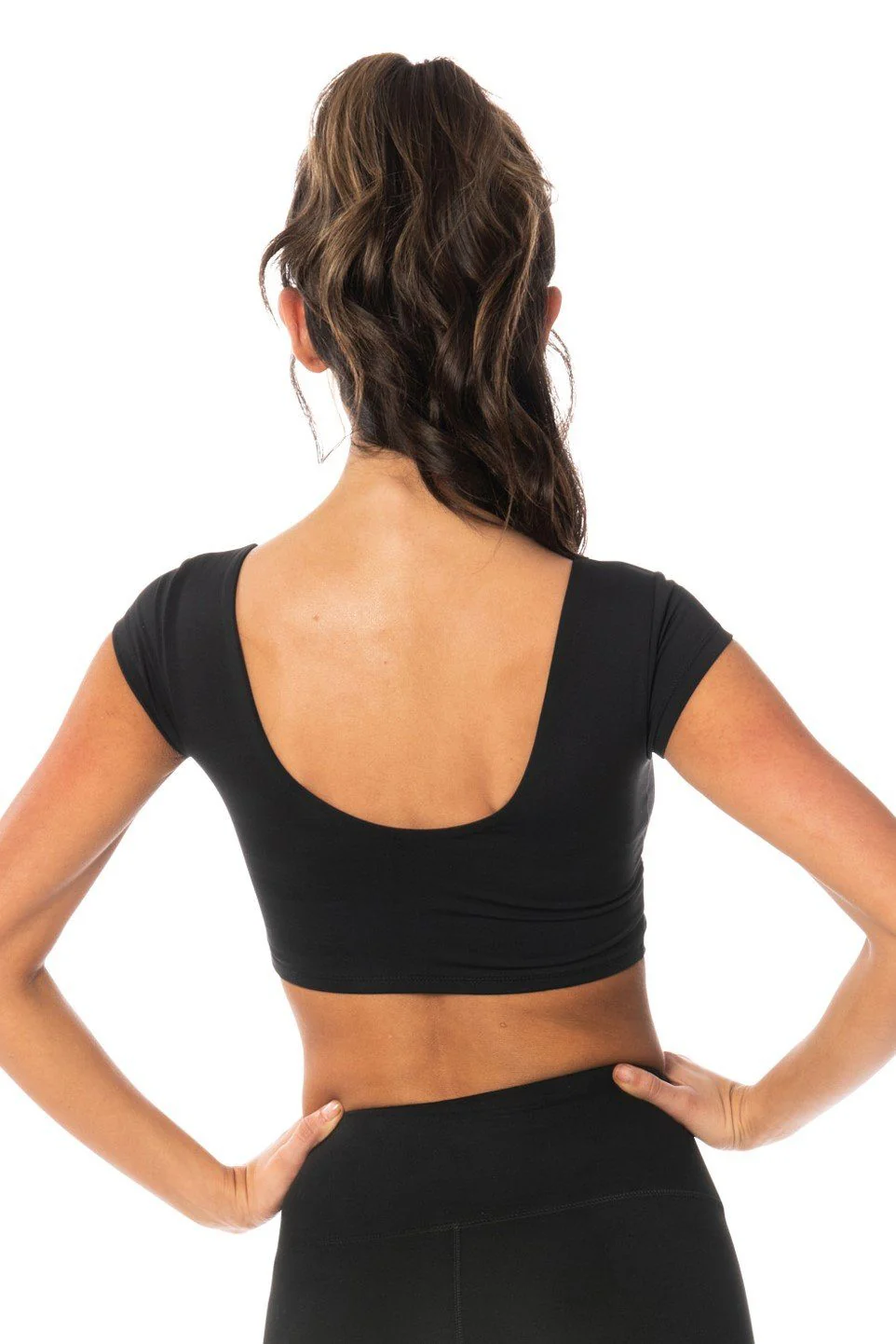 Black Short Sleeve Crop Top - Hypeach Active