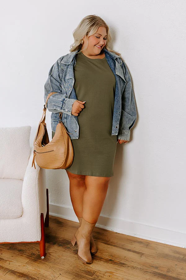 Casual Couture Mini Dress in Olive Curves