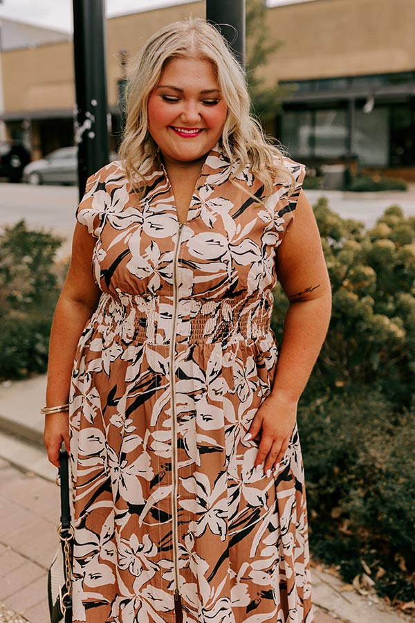 Winery Welcome Floral Midi in Camel Curves