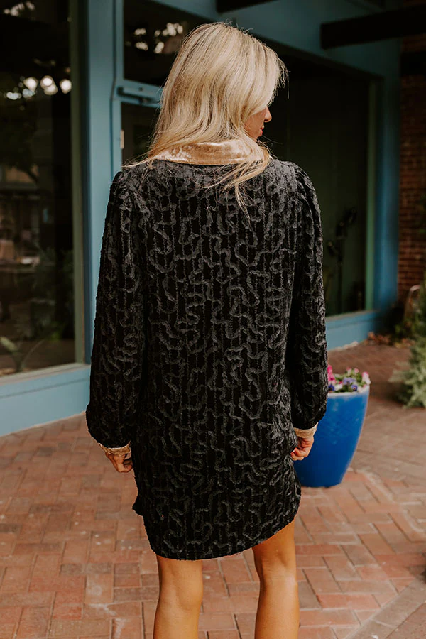 Chardonnay And Candlelight Velvet Mini Dress in Black