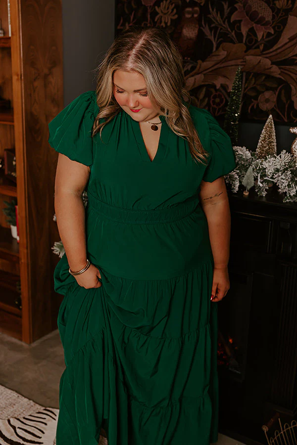 Simply Sweet Maxi Dress in Hunter Green Curves