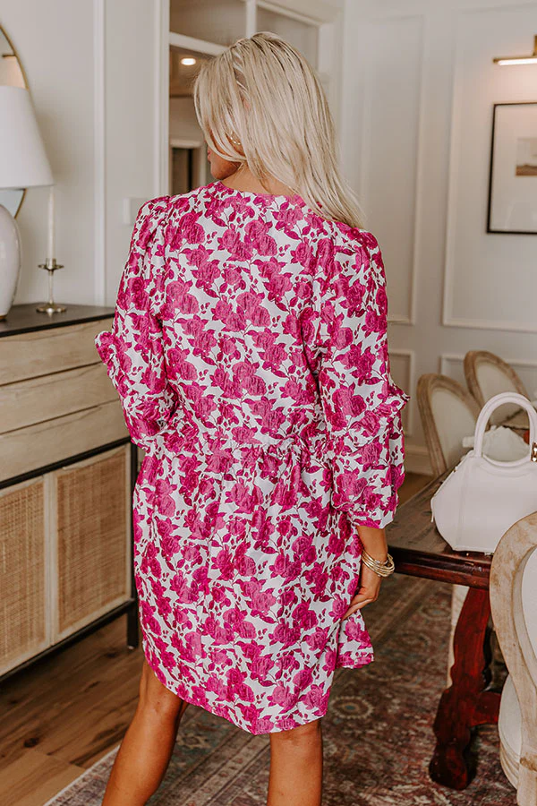 The Final Rose Jacquard Mini Dress in Pink