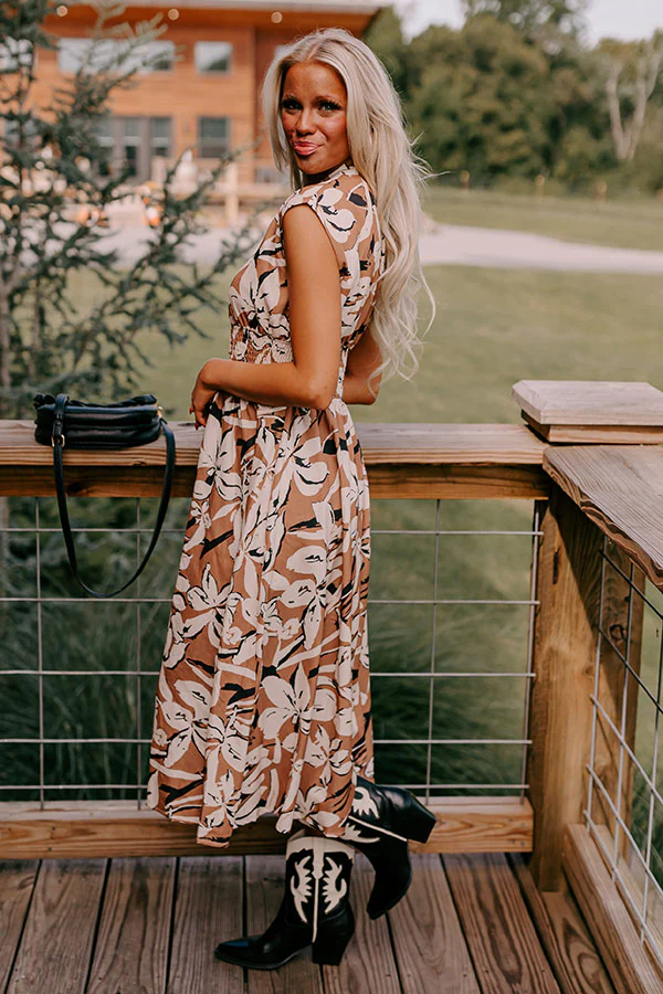 Winery Welcome Floral Midi in Camel