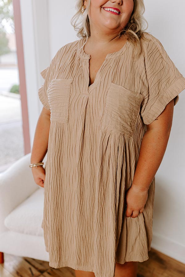 Long Weekend Wonderful Shift Dress In Warm Taupe Curves