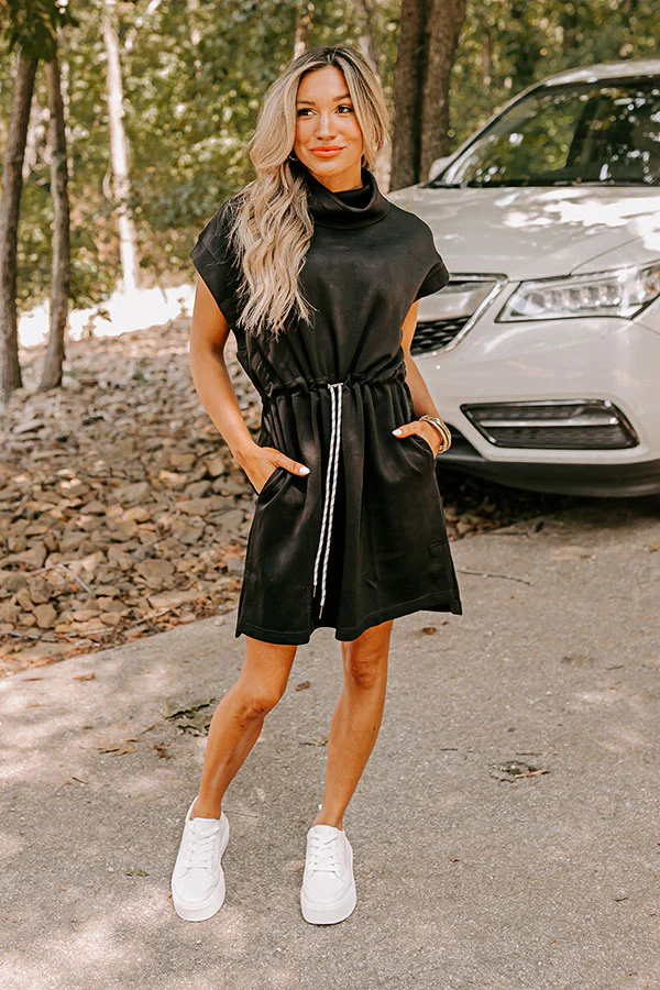 Coffee Run Cutie Mini Dress in Black