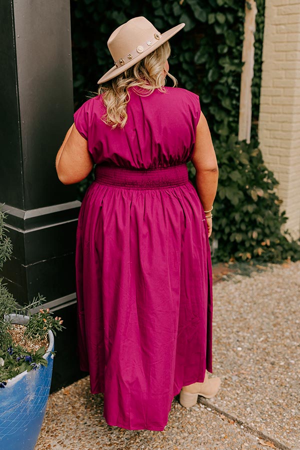 Chic Ensemble Midi Dress in Wine Curves