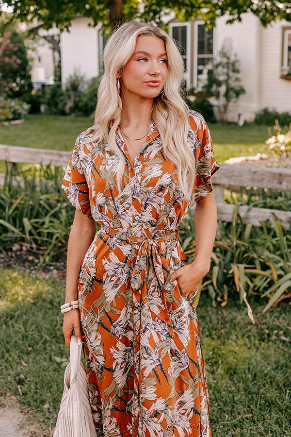 Vineyard Charm Satin Midi in Copper