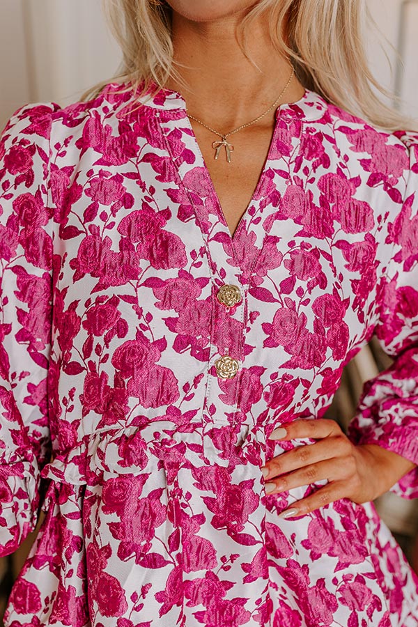 The Final Rose Jacquard Mini Dress in Pink