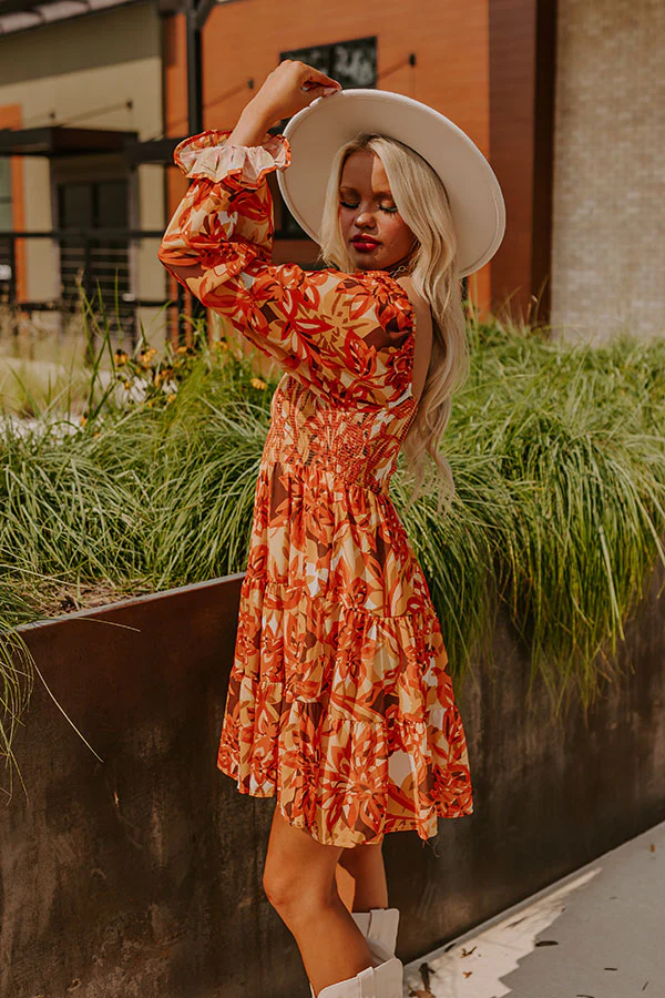 Fall Foliage Smocked Mini Dress