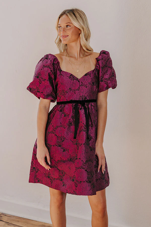 Posh Mindset Floral Jacquard Mini Dress