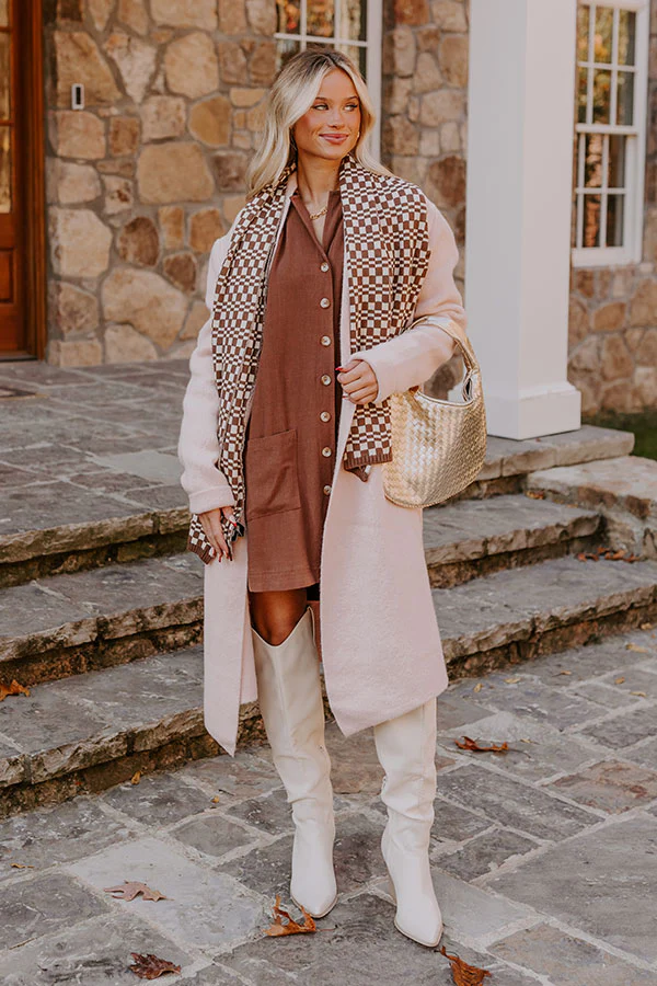 Afternoon Escape Linen-Blend Mini Dress in Chocolate