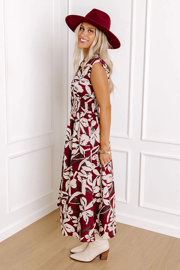 Winery Welcome Floral Midi in Merlot