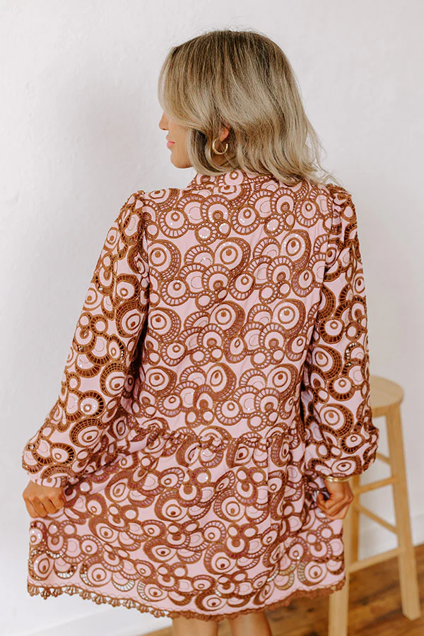 Fifth Avenue Embroidered Mini Dress in Blush