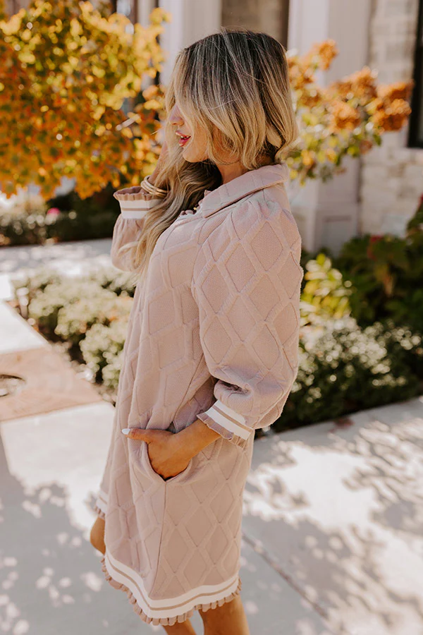 Charming Glance Knit Mini Dress in Warm Taupe