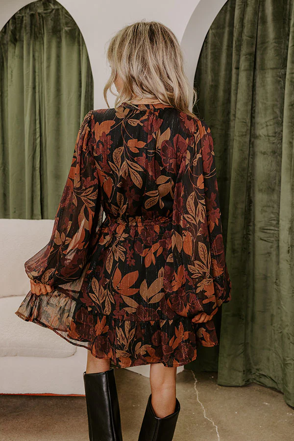 Luxury Excursions Floral Mini Dress in Black