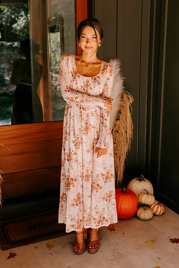 Falling In Love Mesh Floral Midi in Cream