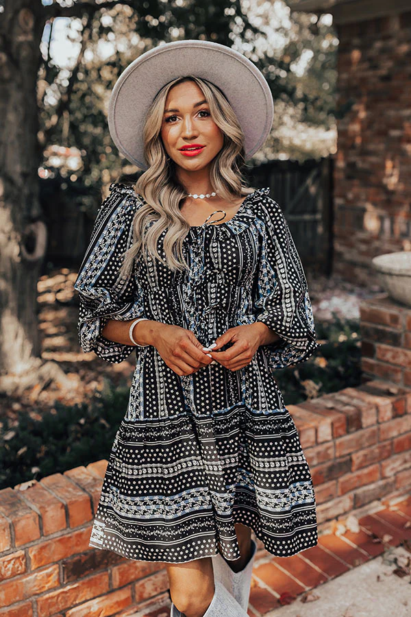 Wine Country Cutie Floral Mini Dress in Black