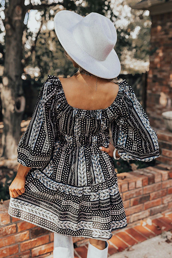 Wine Country Cutie Floral Mini Dress in Black