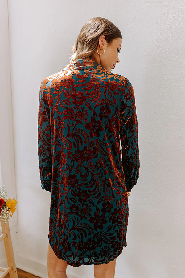 Amber Leaves Velvet Burnout Mini Dress