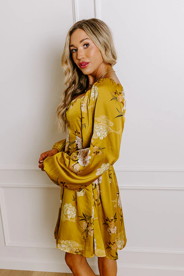 Flirty Moments Satin Mini Dress in Chartreuse