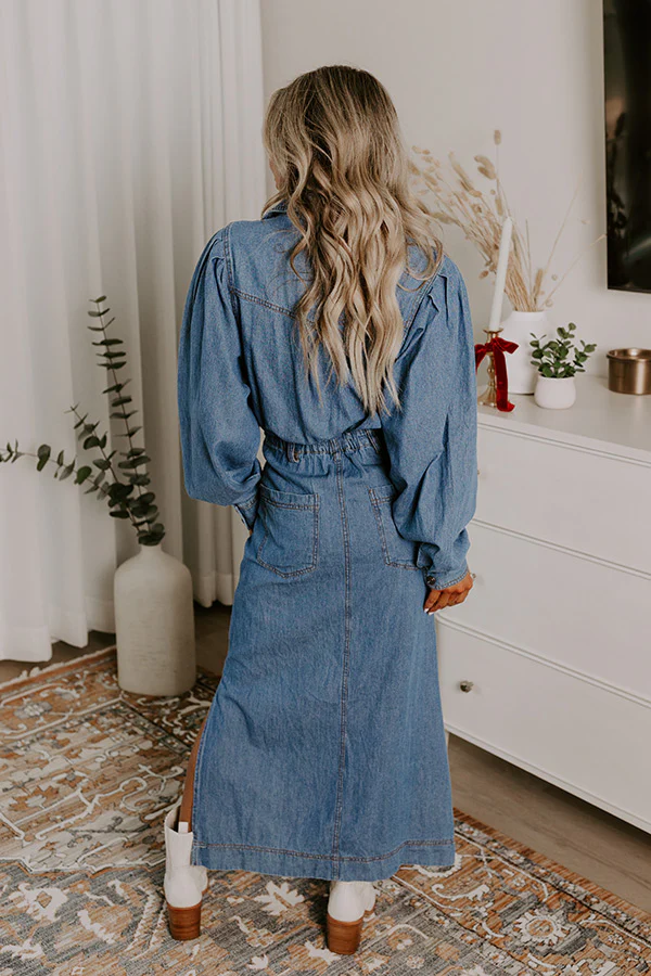 City Chic Denim Midi in Medium Wash