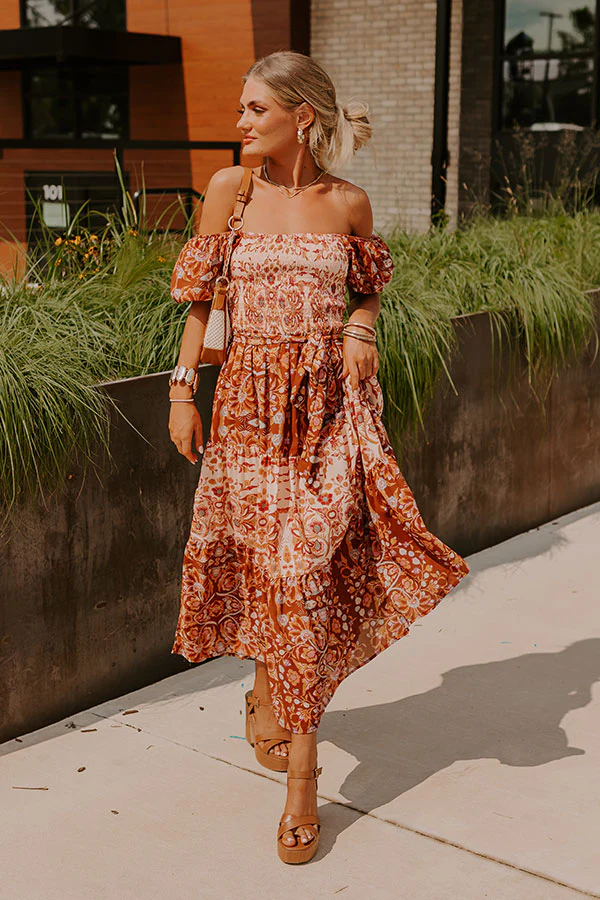 Chasing Sunsets Smocked Floral Midi