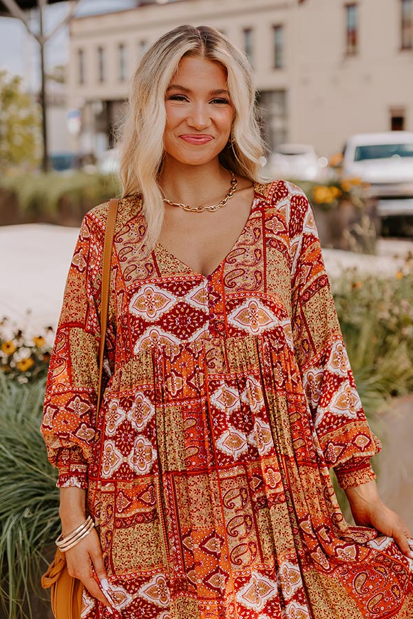 Orchard Oasis Paisley Maxi Dress in Wine