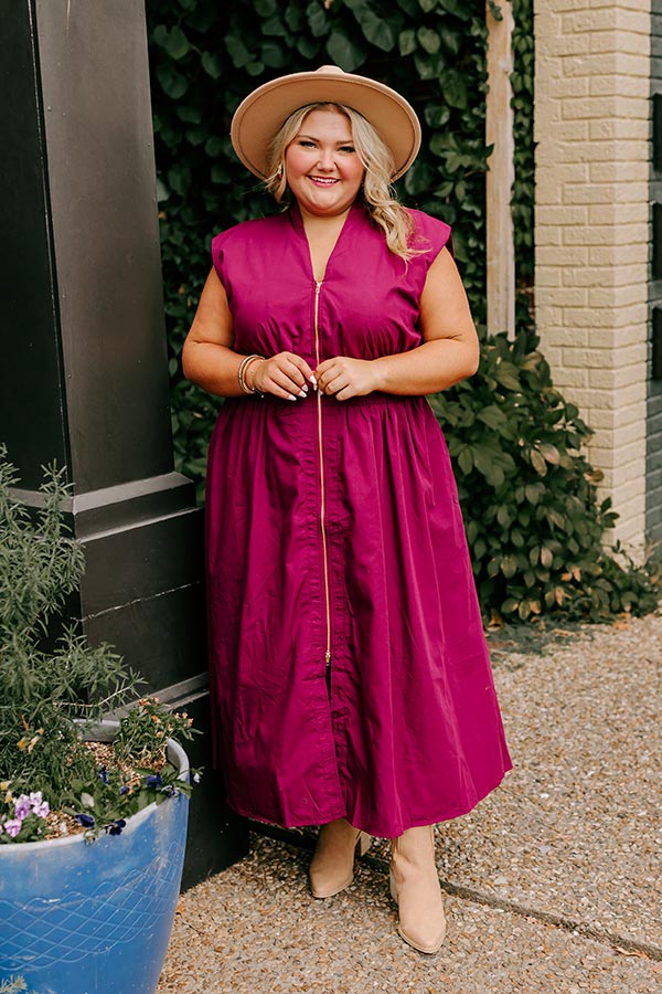 Chic Ensemble Midi Dress in Wine Curves