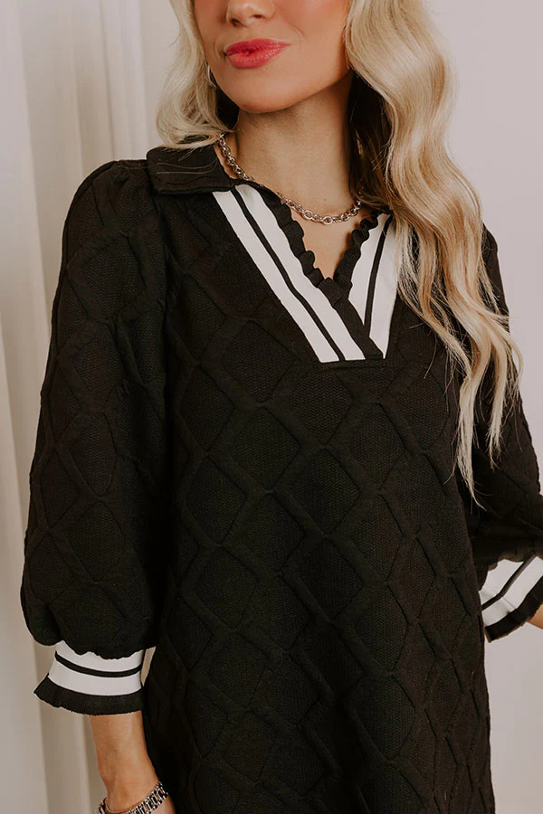 Charming Glance Knit Mini Dress in Black