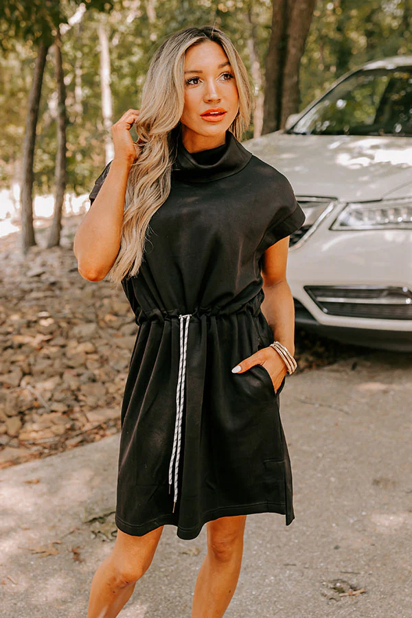 Coffee Run Cutie Mini Dress in Black