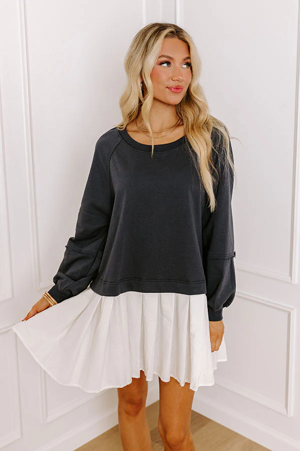 Cool Breeze Mini Dress in Dark Navy