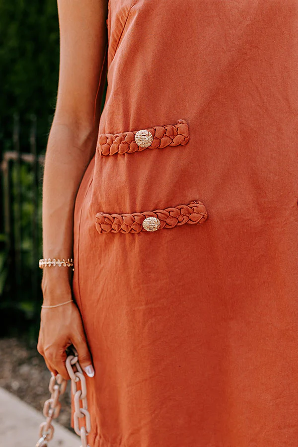 Apple Cider Sippin Mini Dress in Rust