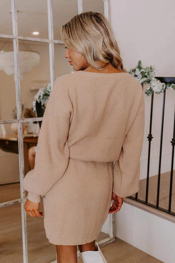 Sweet Glance Pearl Embellished Sweater Dress