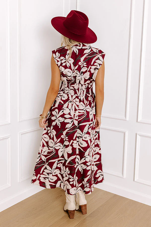 Winery Welcome Floral Midi in Merlot