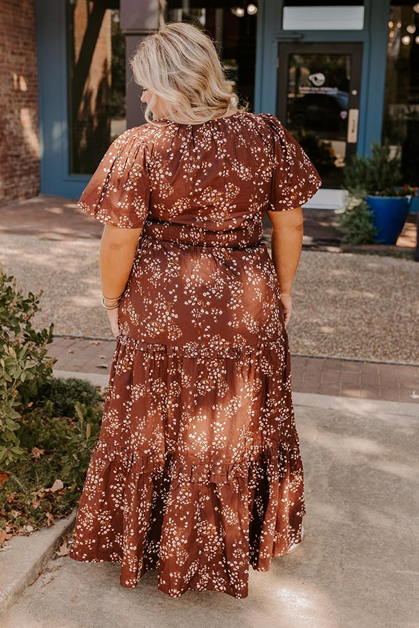 Polished Perfection Floral Maxi Dress in Dark Chocolate Curves