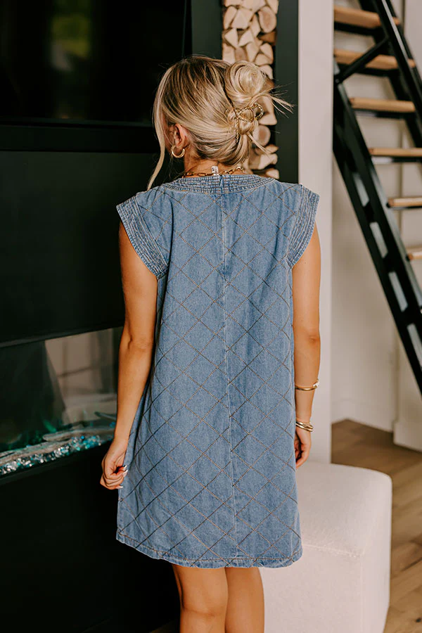 Metropolitan Muse Denim Mini Dress in Medium Wash