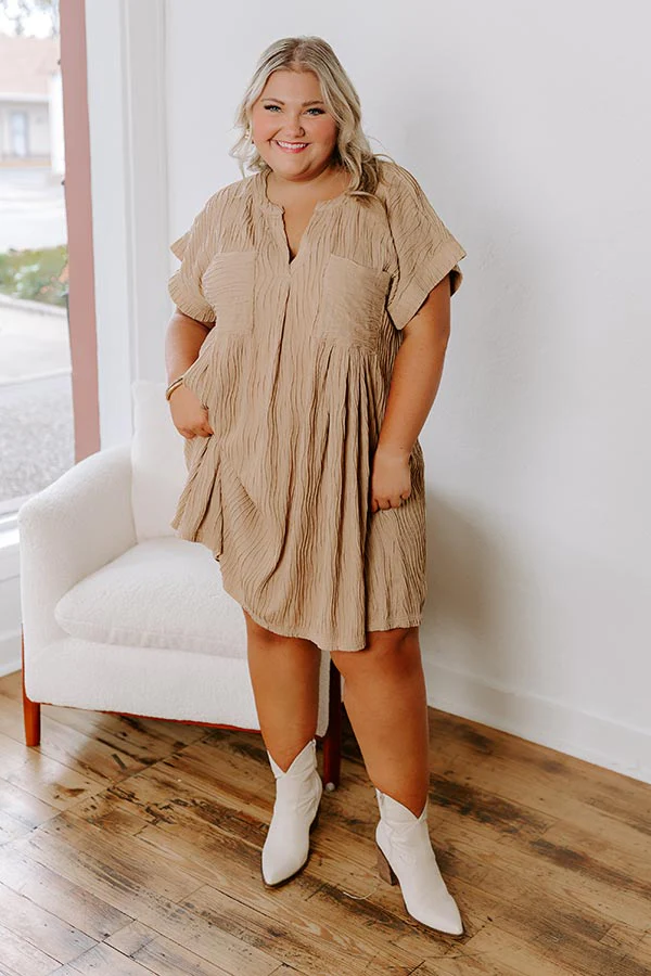 Long Weekend Wonderful Shift Dress In Warm Taupe Curves