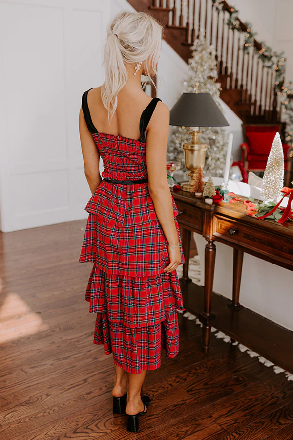 Holiday Harmony Plaid Tiered Midi