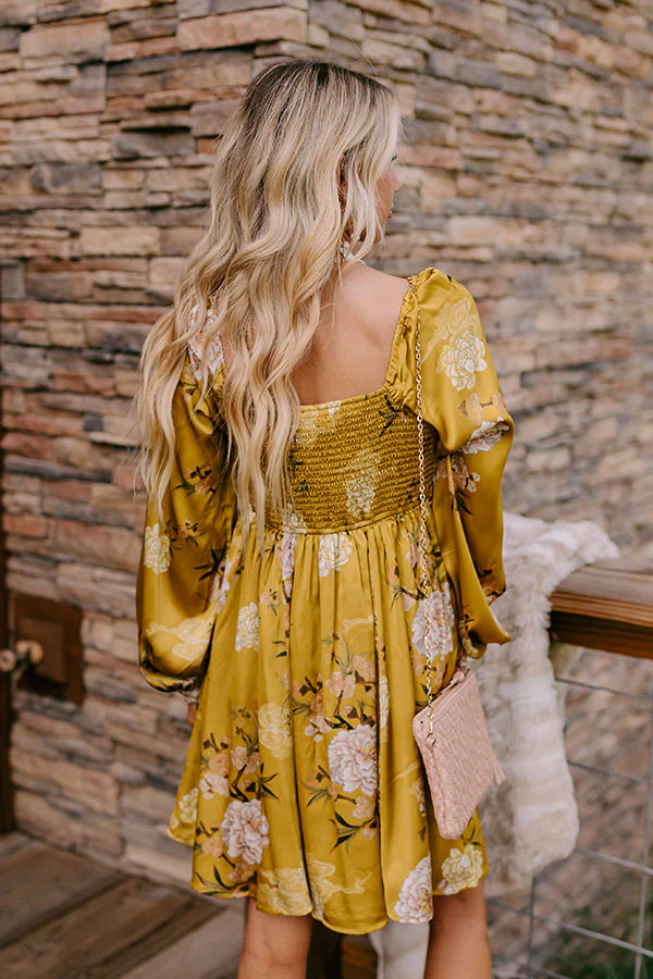 Flirty Moments Satin Mini Dress in Chartreuse