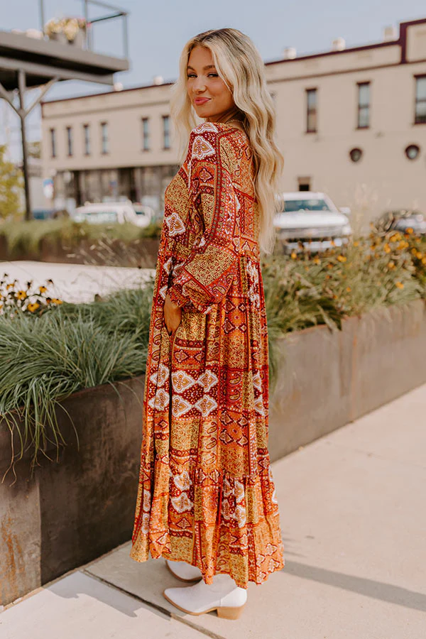 Orchard Oasis Paisley Maxi Dress in Wine