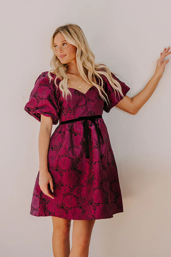 Posh Mindset Floral Jacquard Mini Dress