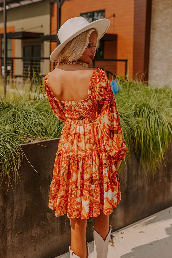 Fall Foliage Smocked Mini Dress