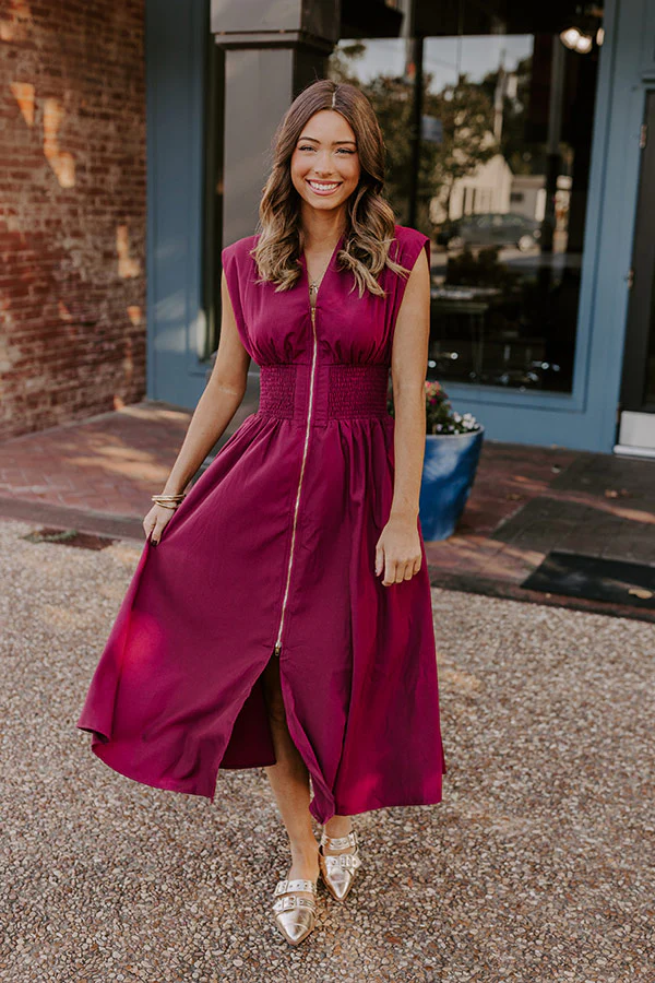 Chic Ensemble Midi Dress in Wine