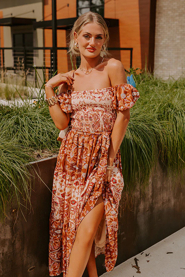 Chasing Sunsets Smocked Floral Midi