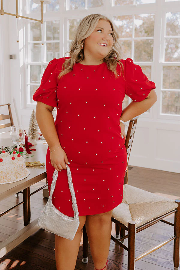 Cranberry Sangria Sippin' Rhinestone Embellished Mini Dress Curves