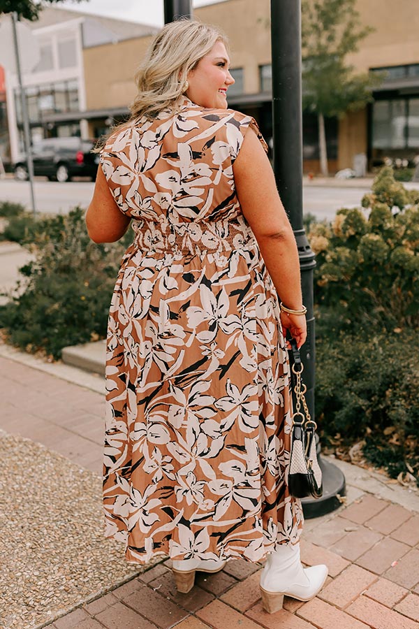 Winery Welcome Floral Midi in Camel Curves