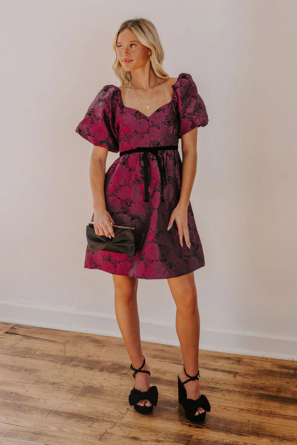 Posh Mindset Floral Jacquard Mini Dress