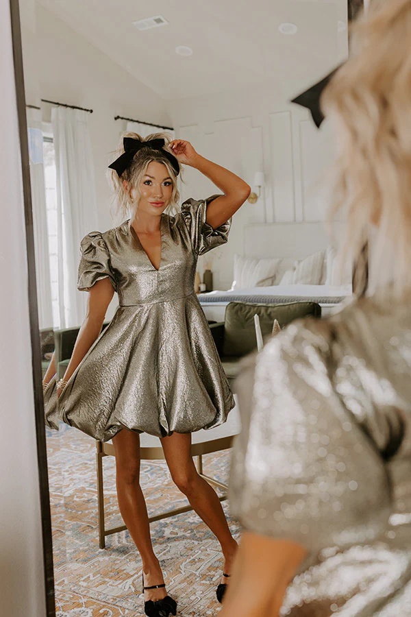 Midnight Sparkle Metallic Mini Dress