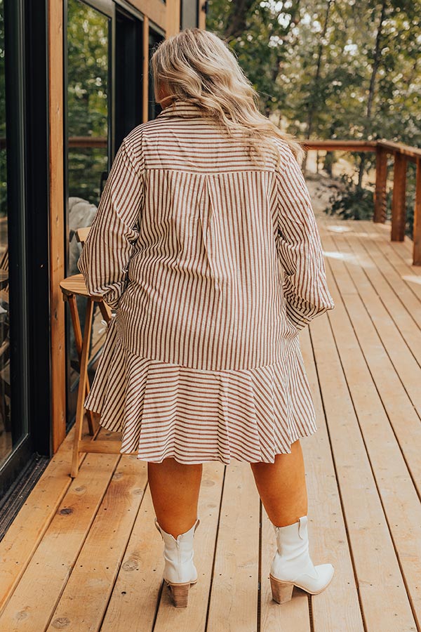 Stripe A Pose Mini Dress in Brown Curves