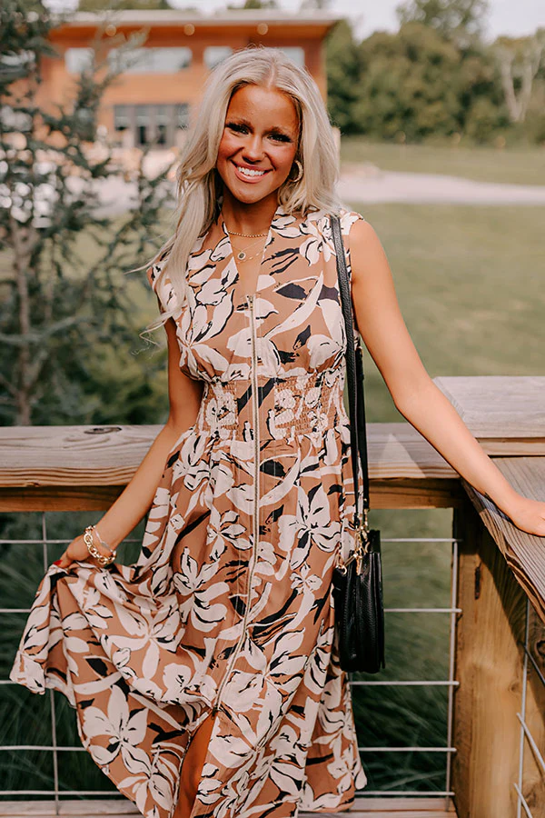 Winery Welcome Floral Midi in Camel